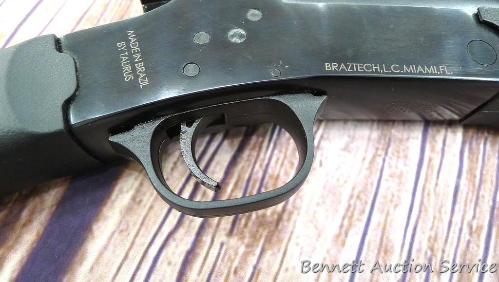Taurus Rossi top break single shot 20 gauge shotgun with all-weather stocks. Barrel and action still