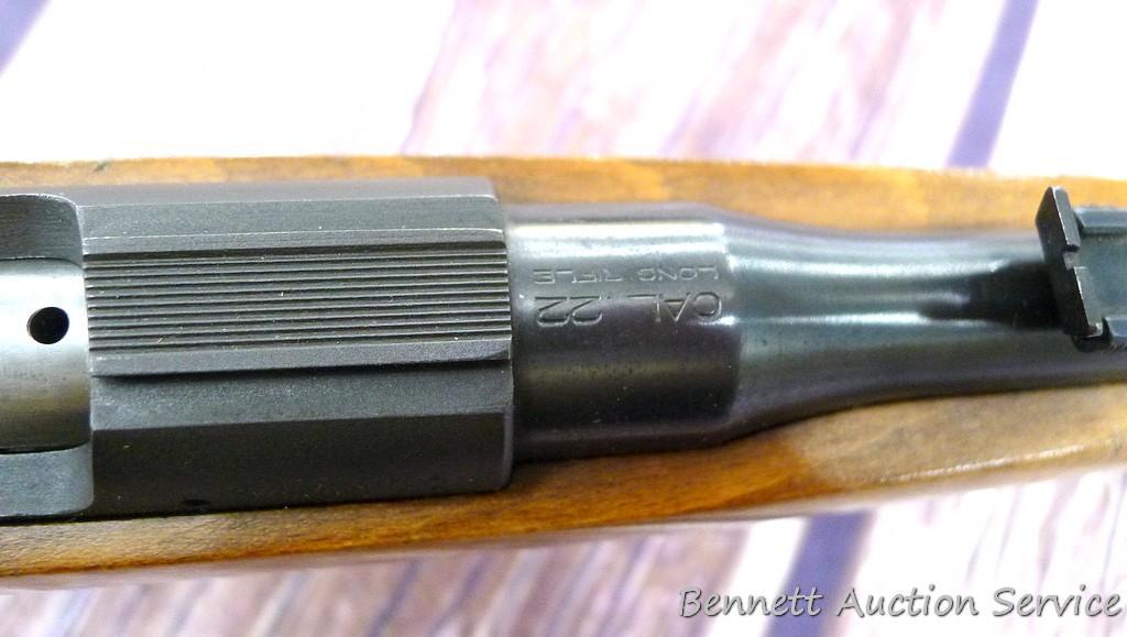 CZ Model 452 ZKM Scout youth model .22 bolt action rifle with single shot adapter. Rifle has a 12"