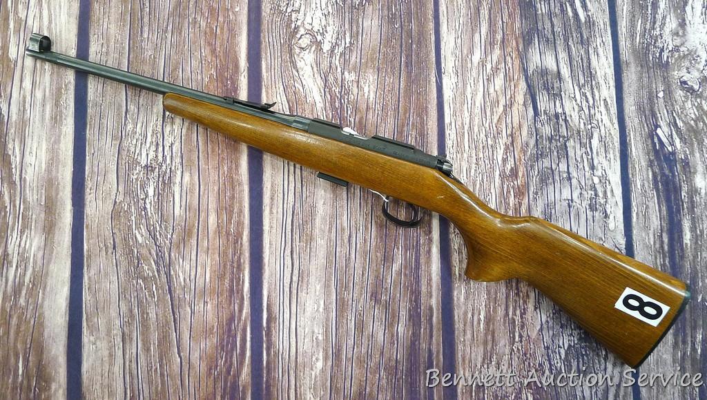 CZ Model 452 ZKM Scout youth model .22 bolt action rifle with single shot adapter. Rifle has a 12"
