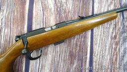 CZ Model 452 ZKM Scout youth model .22 bolt action rifle with single shot adapter. Rifle has a 12"