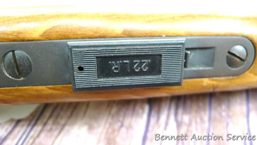 CZ Model 452 ZKM Scout youth model .22 bolt action rifle with single shot adapter. Rifle has a 12"