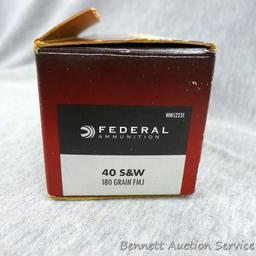 100 rounds Federal .40 S&W 180 grain flat nose FMJ.