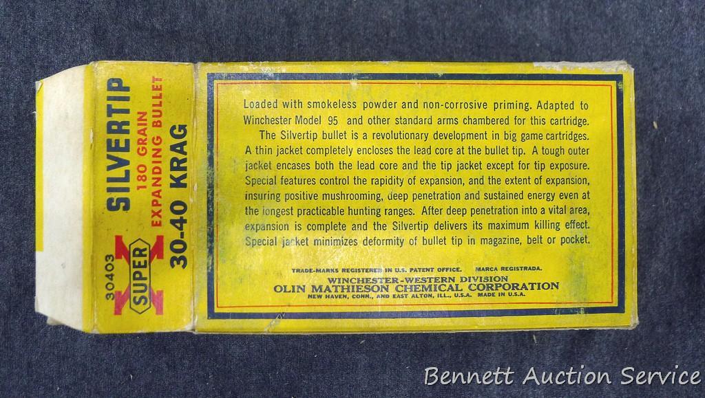 20 rounds Western SuperX .30-40 Krag, 180 grain Silvertip. Nice box.