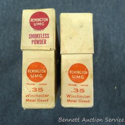 Two full boxes of Remington-UMC .35 Winchester for Winchester Model 1895 rifle. Correct ammo. One