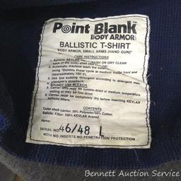 Point Blank body armor ballistic t-shirt for small arms. 45/48 chest, size Large. Has two Kevlar