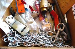Kneeling pads, dog chain, tire chuck, yard stick, ball valves, locks, hinges, more.
