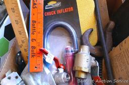 Kneeling pads, dog chain, tire chuck, yard stick, ball valves, locks, hinges, more.