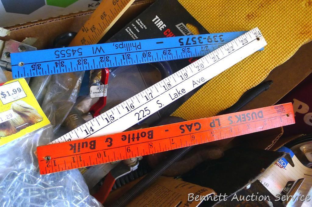 Kneeling pads, dog chain, tire chuck, yard stick, ball valves, locks, hinges, more.