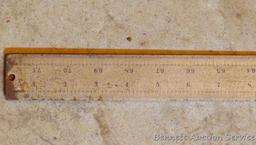 Starrett No. C404R 6' steel rule shows plenty of use, but still looks straight when I eyeball down