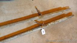 Pair of old boat oars are approx. 7' long. Both have pivots.