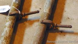 Pair of old boat oars are approx. 7' long. Both have pivots.