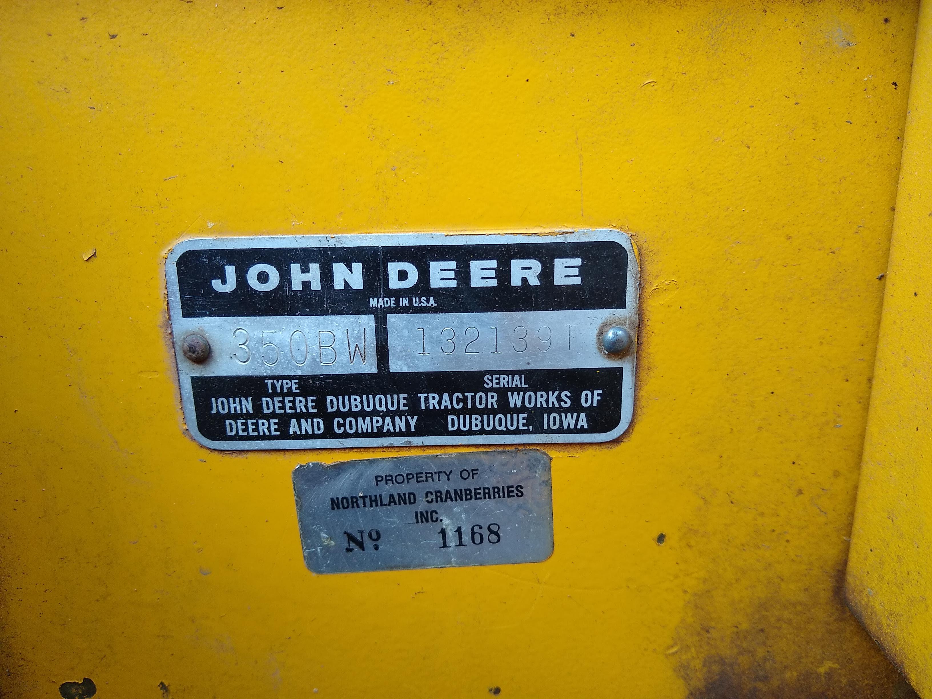 Watch the video. John Deere JD 350-B wide track dozer with 9 foot 6-way blade. Tracks are 32" wide.
