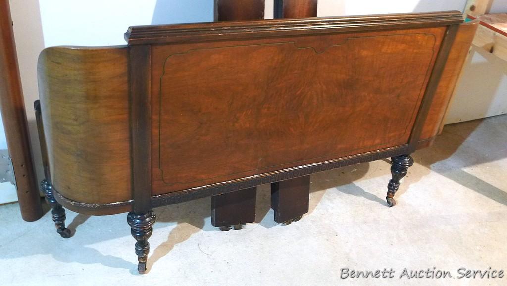 Antique footboard and bed rails, presumably match the converted headboard in the master bedroom.