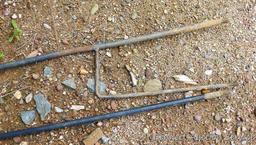 Two shepherd's hooks. Taller is approx. 7-1/2'.