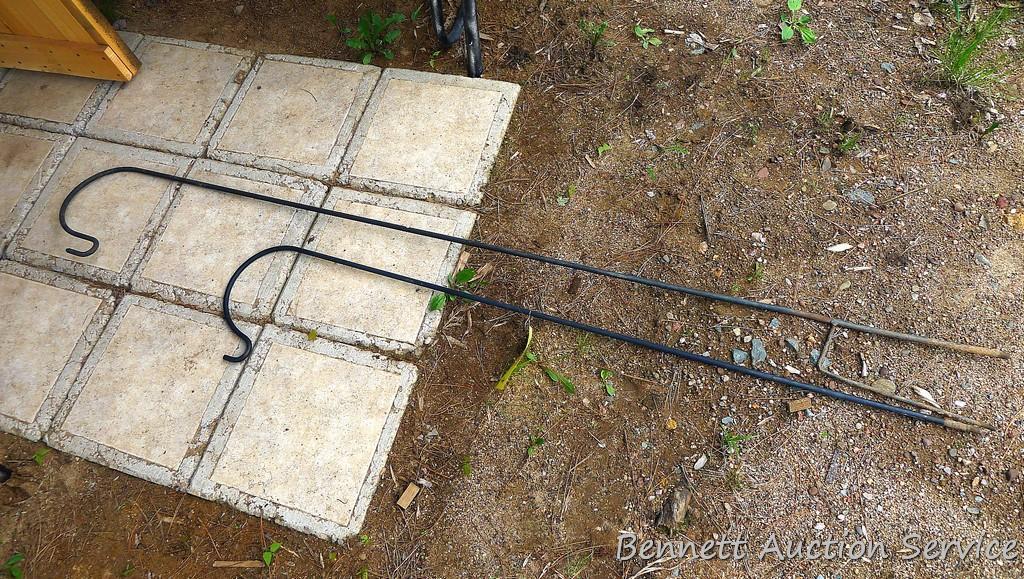 Two shepherd's hooks. Taller is approx. 7-1/2'.