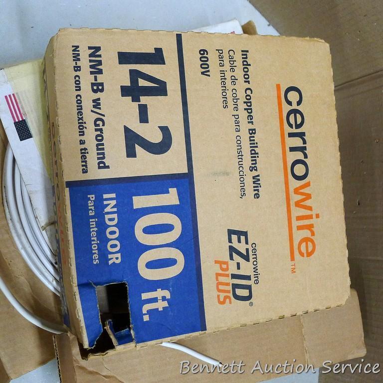 Partial rolls of building wire incl 12-2 NM-B with ground, 14-2 NM-B with ground and 12-3 G type
