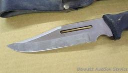 Maxam Skinner knife is 11" long with nice leather sheath.