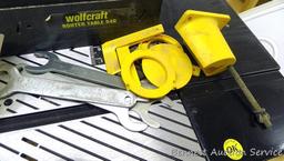 Wolfcraft Router Table 540 with angle fence, wrenches and attachments; Porter Cable fixed base