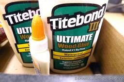 Caulk gun; paint scrapers; liquid hide glue; wood glue and more.