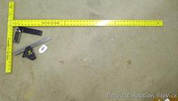 Stanley adjustable 12" square; Stanley 8" square; Swanson 48" T-Square.