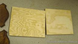 Four backs 10" x 12" for antler mounts and a template; four 3/4" plywood blanks, largest is 11-1/4"