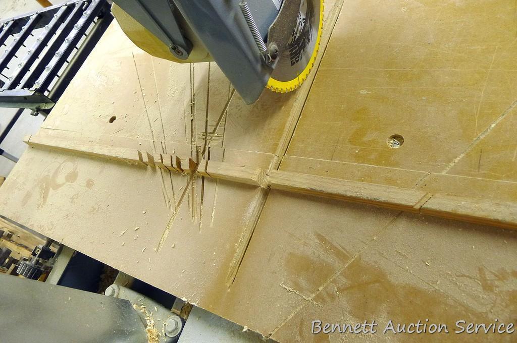 Delta Model 10 Deluxe Radial Arm Saw with Automatic Brake with single phase ball bearing motor. Has
