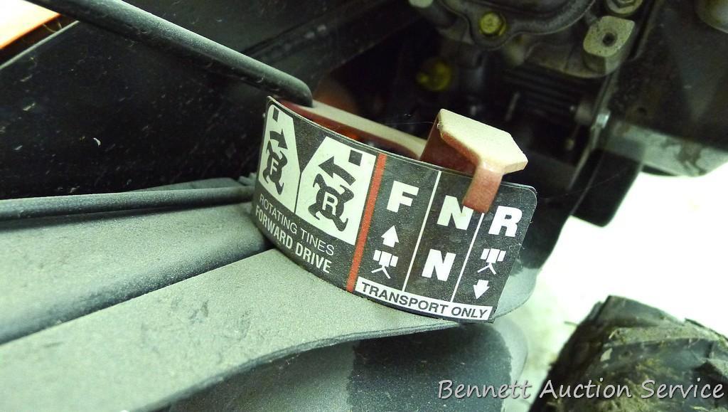 Husqvarna 900 DRT rear tine tiller with dual rotating tines. Comes with owner's manual. Runs.