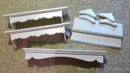 Five white shelves - great accent for just about any room. Longest is 24". All feel sturdy and look