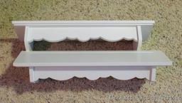 Five white shelves - great accent for just about any room. Longest is 24". All feel sturdy and look
