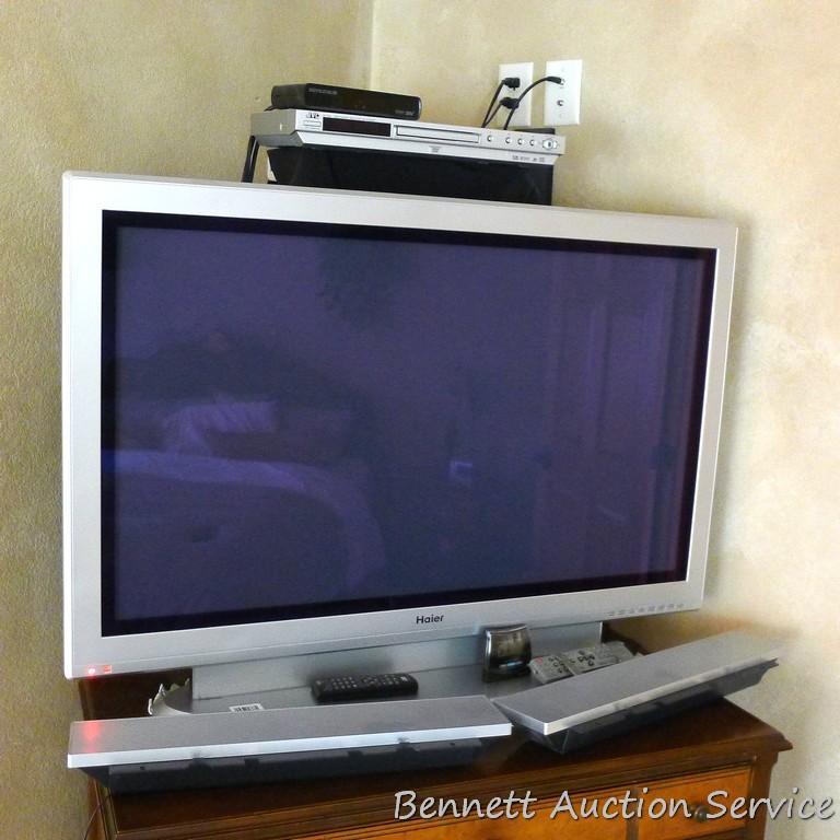 42" Haier plasma television; TV is model 42EP24S. JVC XV-N3 DVD/CD player. Both units power up and