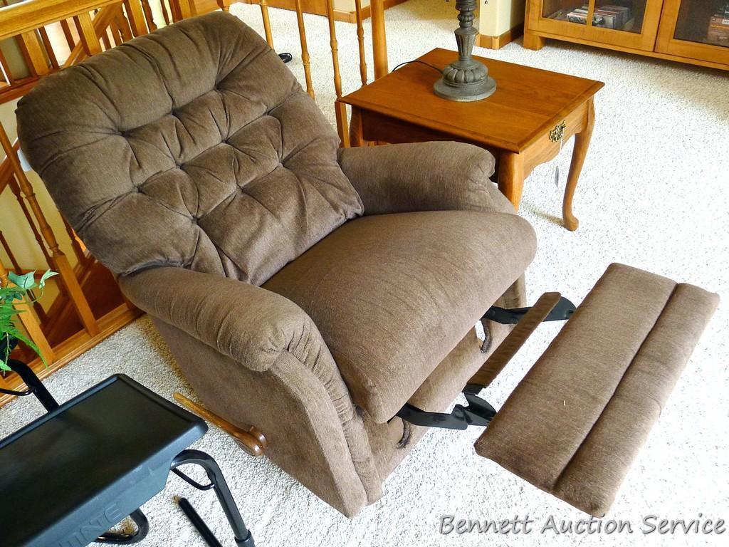 La-Z-Boy rocker recliner is a nice smaller size. Foot rest raises as it should. All in good