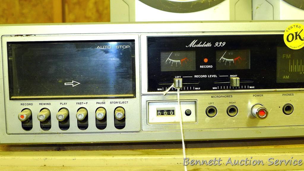Realistic AM/FM stereo cassette recorder system is 22" x 11" x 5". Comes with 2 AudioVox speakers.