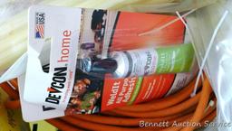Three extension cords; 8 ft. flexible cord organizer; 2 new pkgs. Weld It all purpose adhesive; lots