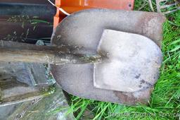 Rock rake, spade and snow shovel, more. Tallest stands 65".