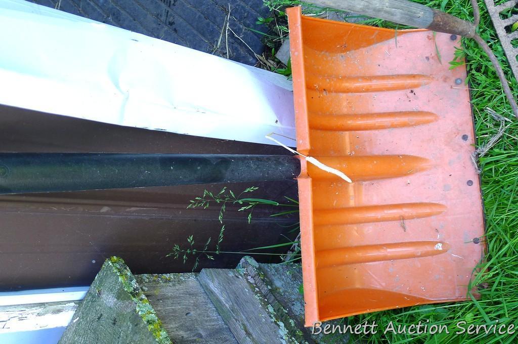 Rock rake, spade and snow shovel, more. Tallest stands 65".