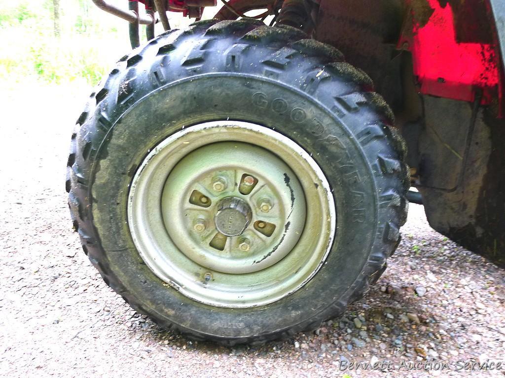 Honda Fourtrax 300 4x4 ATV starts, runs and drives well. Tires have good tread and minor checking.