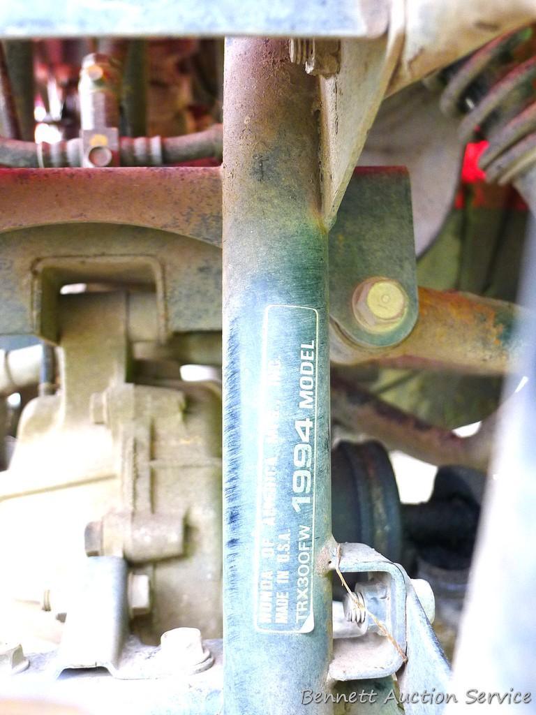 Honda Fourtrax 300 4x4 ATV starts, runs and drives well. Tires have good tread and minor checking.