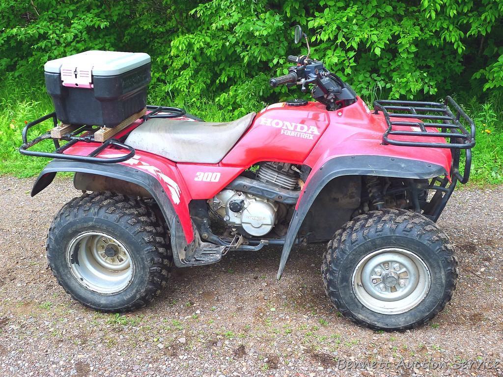 Honda Fourtrax 300 4x4 ATV starts, runs and drives well. Tires have good tread and minor checking.