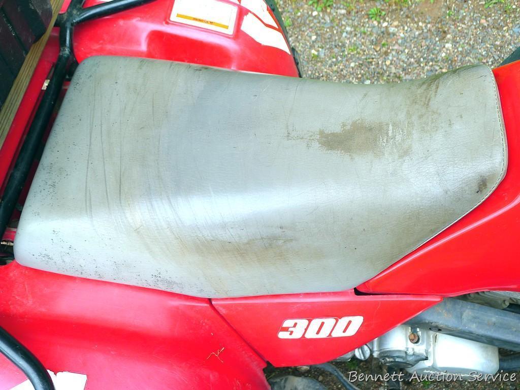 Honda Fourtrax 300 4x4 ATV starts, runs and drives well. Tires have good tread and minor checking.