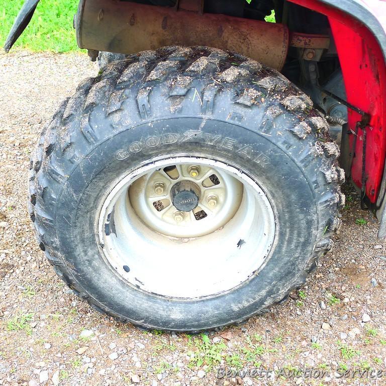 Honda Fourtrax 300 4x4 ATV starts, runs and drives well. Tires have good tread and minor checking.