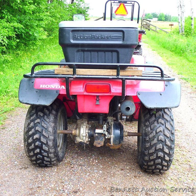 Honda Fourtrax 300 4x4 ATV starts, runs and drives well. Tires have good tread and minor checking.