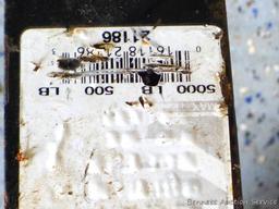 Hitch has a 2" end opening and tag is marked 5000 lbs and 500 lbs. Measures about 16" with an 8"