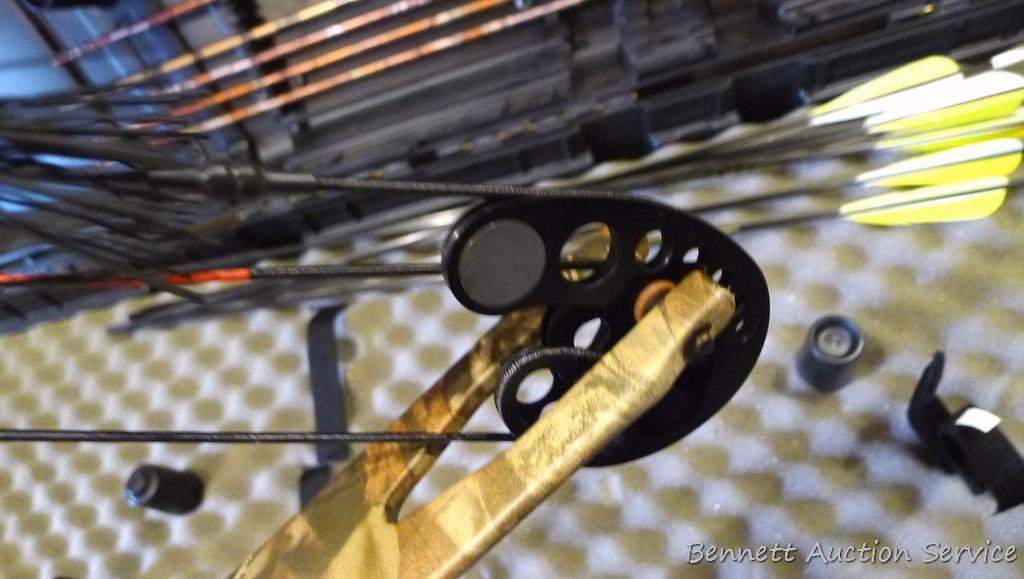 Buckmaster Spirit compound bow is currently set up 25" draw length, 45 lb. weight. Comes with HHA