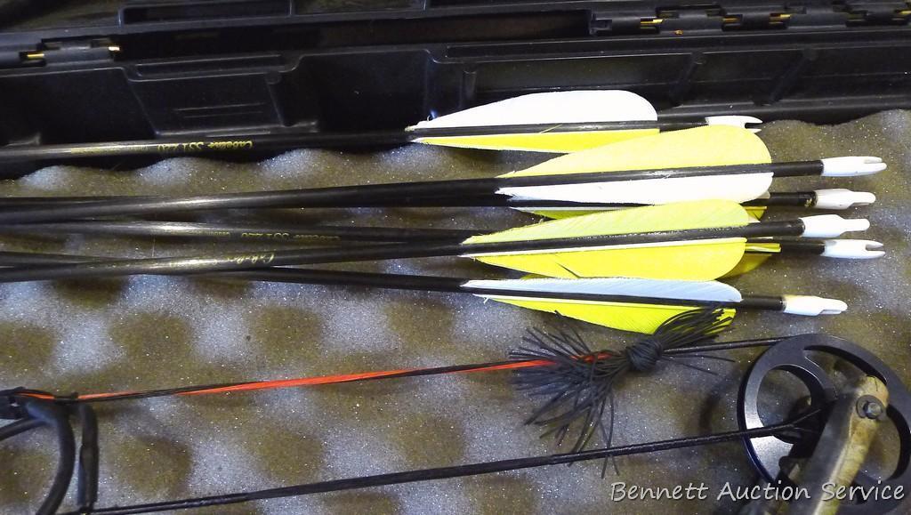 Buckmaster Spirit compound bow is currently set up 25" draw length, 45 lb. weight. Comes with HHA