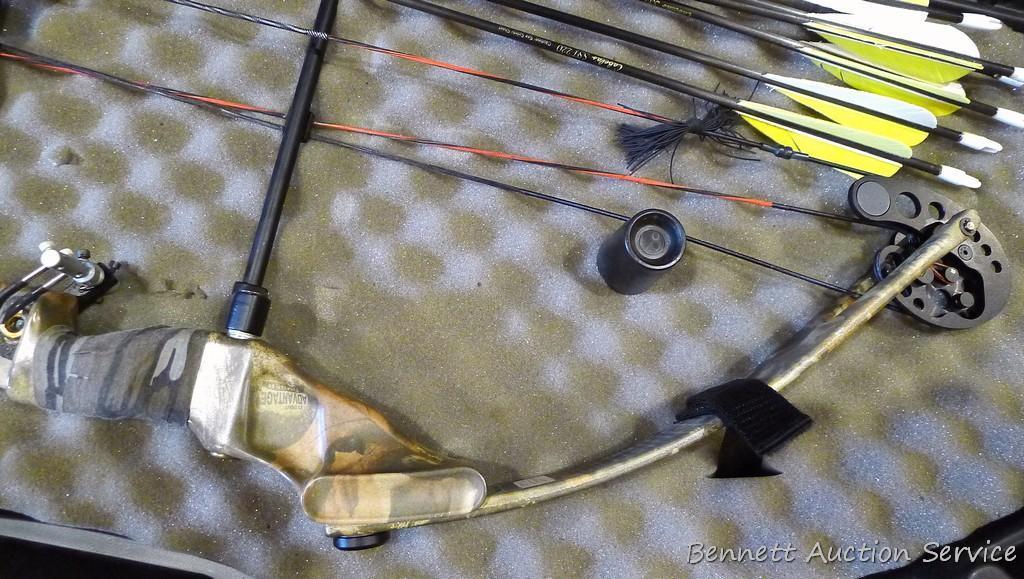 Buckmaster Spirit compound bow is currently set up 25" draw length, 45 lb. weight. Comes with HHA