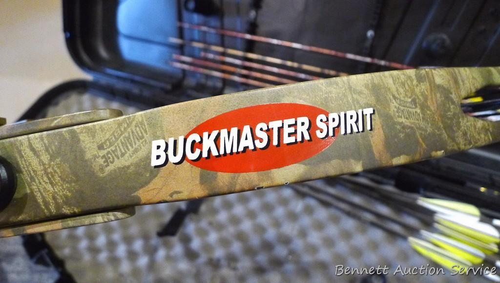 Buckmaster Spirit compound bow is currently set up 25" draw length, 45 lb. weight. Comes with HHA