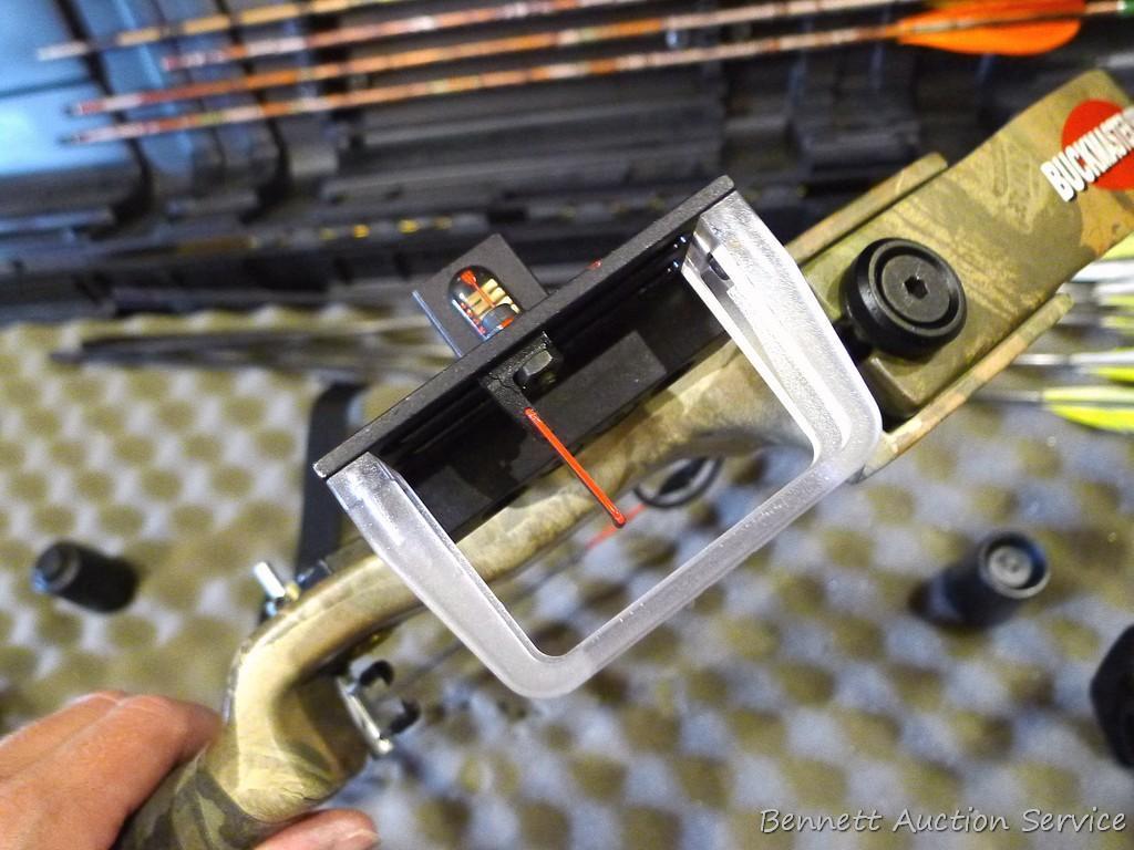 Buckmaster Spirit compound bow is currently set up 25" draw length, 45 lb. weight. Comes with HHA