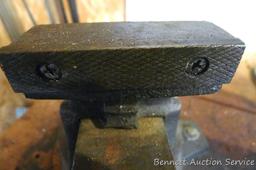 Buffalo No 4 swiveling bench vise is about 8" tall and 14" long when jaws are closed. Jaws look to