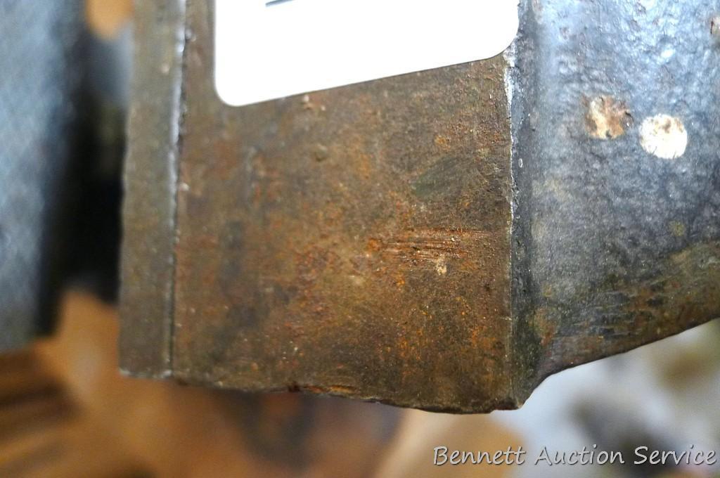 Buffalo No 4 swiveling bench vise is about 8" tall and 14" long when jaws are closed. Jaws look to