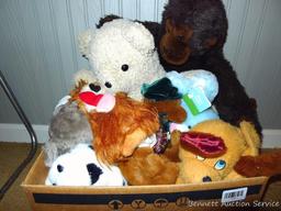 Assortment of newer and older stuffed animals. Black panther is 21" over body.